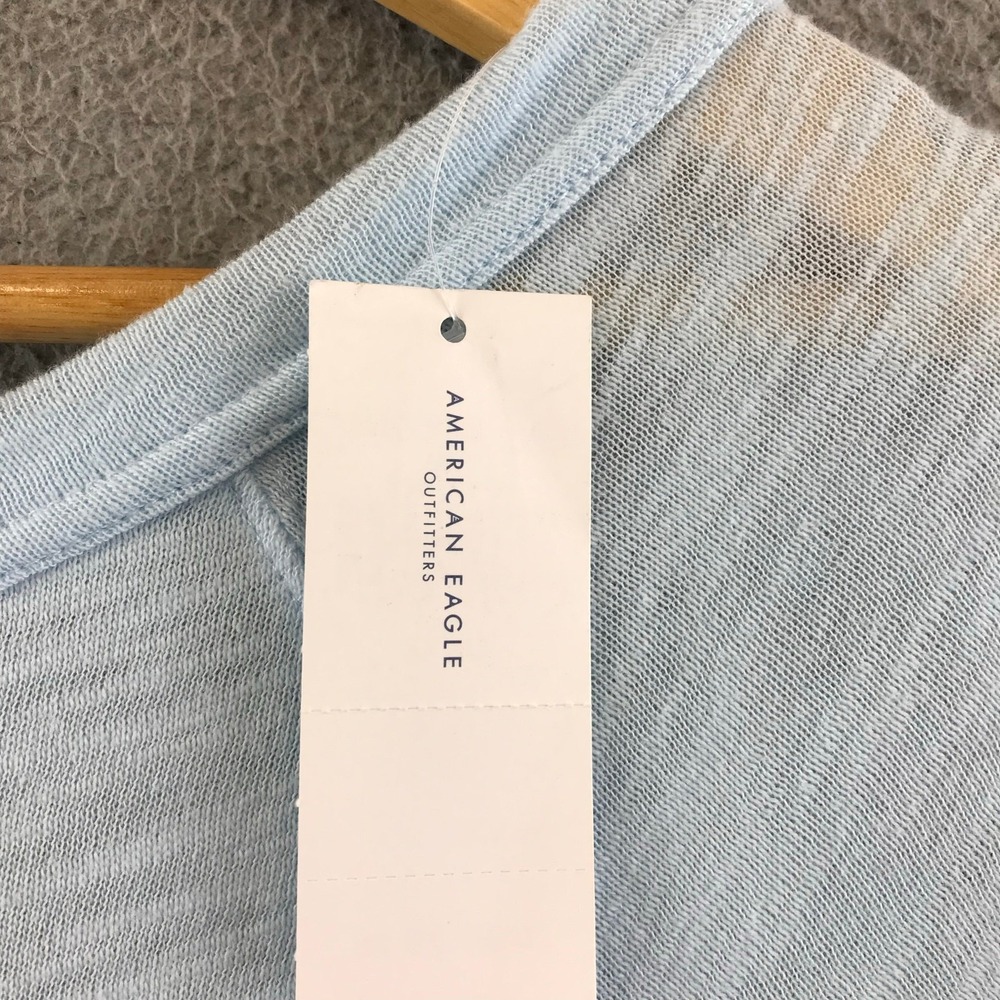 NEW American Eagle Women's Size M Blouse Top Short Sleeve Blue - Picture 3 of 9